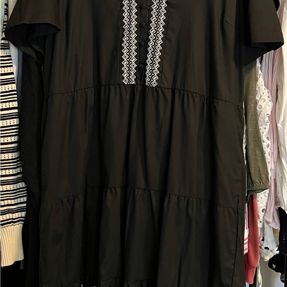 Draper James Black Midi dress with White Detailing